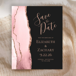 Lámina Budget Blush Pink Agate Rose Gold Save the Date