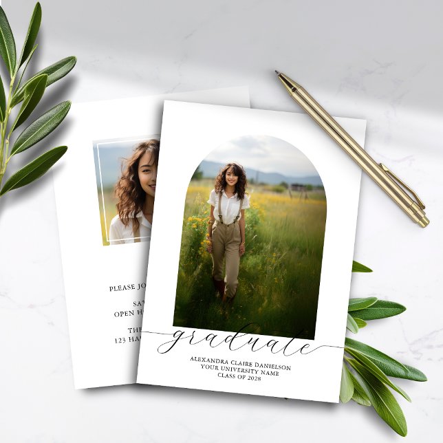 Lámina Budget Boho Arch Graduation Invitation White (Subido por el creador)