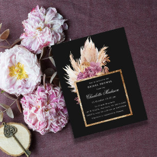 Lámina Budget Boho Black, Gold  Bridal Shower Invitation