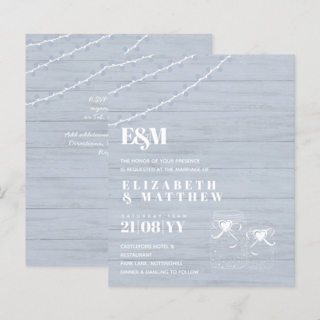 Lámina BUDGET BOHO Frascos Mason de Madera Desgastada Azu (Anverso / Reverso)