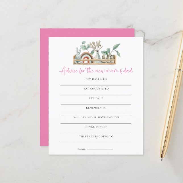 Lámina Budget Boho Game Advance New Mom Dad Baby Shower (Anverso/Reverso In Situ)