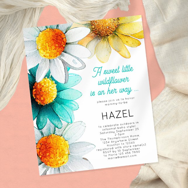 Lámina Budget Boho Wildflowers Daisies Baby Shower (Subido por el creador)