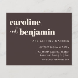 Lámina Budget Bold Warm Brown Chic Modern Wedding Invite