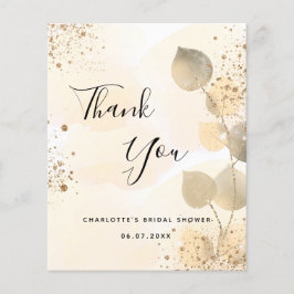 Lámina Budget Bridal Shower dorado eucalipto gracias