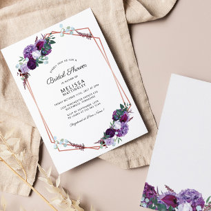 Lámina Budget Bridal Shower Purple Floral Geometric Frame