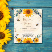 Budget Bridal Shower Sunflower abejas eucalipto