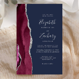 Lámina Budget Burgundy Silver Agate Navy Blue Wedding