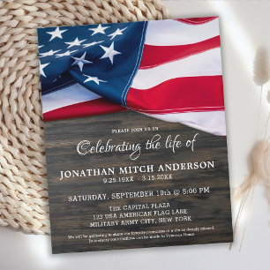 Lámina Budget Celebration Of Life Patriotic US Flag Invit