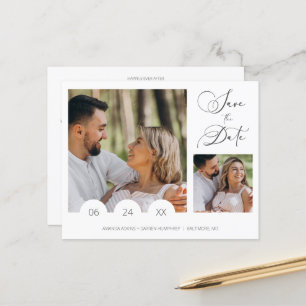 Lámina Budget Cheap Collage 2 Photos Minimalist Wedding