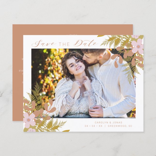 Lámina Budget Chic Dusty Shades Branches Photo Wedding (Anverso / Reverso)
