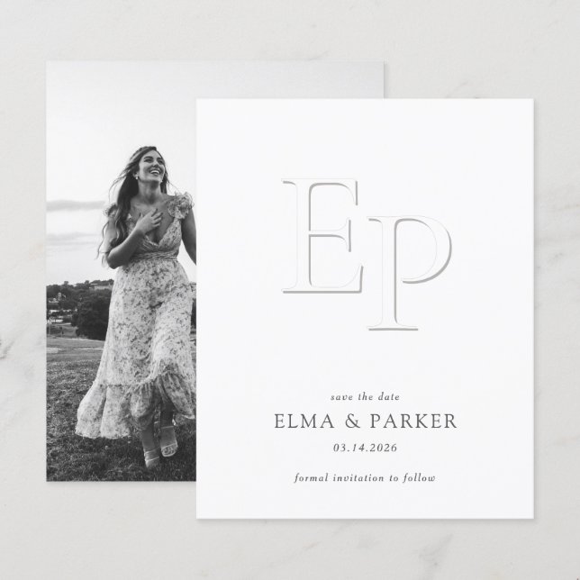 Lámina BUDGET Chic Embossed Look Wedding Save the date (Anverso / Reverso)