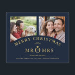 Lámina Budget Christmas Navy Chic Luxury Golden 2 Photos<br><div class="desc">Inexpensive Cheap Christmas Navy Chic Luxury Golden Effect 2 Photos Wedding Save the Date Card with Envelope. For MR & MRS, MRS & MRS, MR & MR couples. This low cost collection is perfect for a wedding on a budget. Please check the sizes and types of papers offered to ensure...</div>