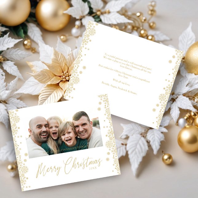Lámina Budget Christmas Snowflakes Fancy Minimalist Photo (Budget Inexpensive Cheap Christmas Snowflakes Fancy Modern Minimalist Photo Holidays Cards.)