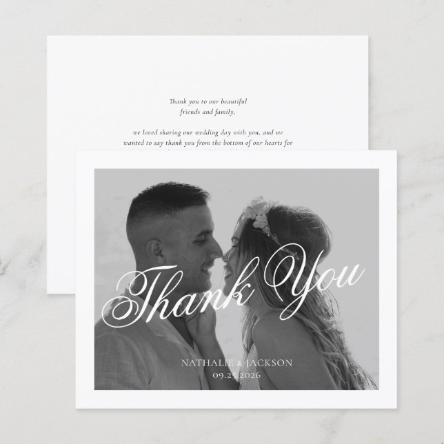 Lámina BUDGET Classic Elegant Script Photo Wedding (Anverso / Reverso)