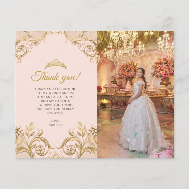 Lámina BUDGET Classic Rubor Pink Gold Photo Quinceañera (Anverso)