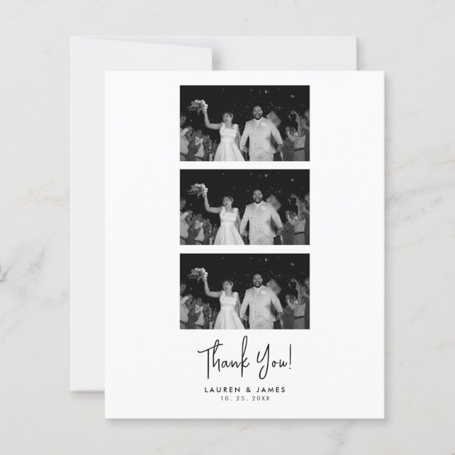 Lámina Budget Classic Wedding Photo Strip Thank You Card (Anverso)