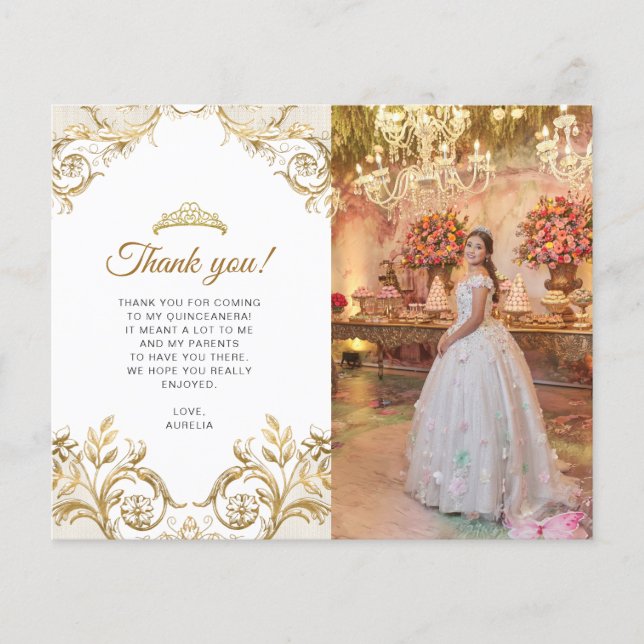 Lámina BUDGET Classic White Gold Photo Quinceañera (Anverso)