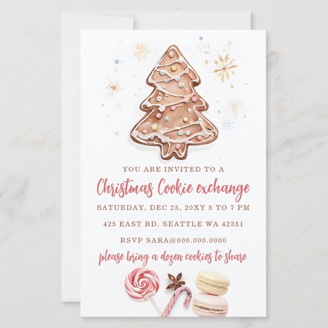 Lámina Budget Cookie Exchange Christmas Party Invitation (Anverso)