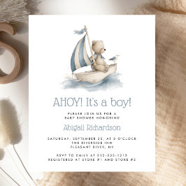 Lámina Budget Cute Nautical Teddy Bear Boy Baby Shower