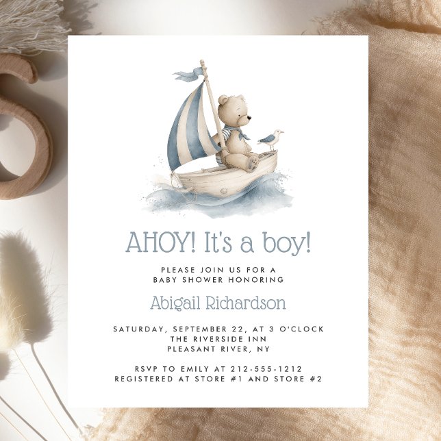 Lámina Budget Cute Nautical Teddy Bear Boy Baby Shower (Subido por el creador)