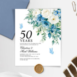 Lámina Budget Dusty Blue 50th Wedding Anniversary Invite