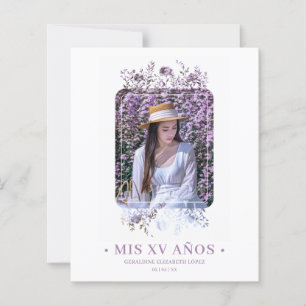 Lámina Budget Elegant Floral Frame Spanish Photo XV Años
