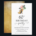 Lámina Budget Elegant Gold High Heels 60 cumpleaños<br><div class="desc">Moderno y elegante Gold Tropical Floral Gold High Heels 60th Birthday Party Invitation con nuestro glamoroso y brillante talón dorado de color agua rodeado de flores tropicales rosas y verdes. El fondo es un lujoso lavabo de color acuático dorado. Fácil de personalizar con su información para una simple y elegante...</div>