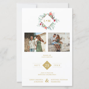 Lámina Budget Elegant Modern Initials Floral 2 Photos