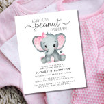 Lámina Budget Elephant Pink Baby Girl Shower Invitation<br><div class="desc">A cute and budget-friendly baby girl shower invitation featuring "A Sweet Little Peanut Is On Her Way" written in a mixture of soft grey modern typography and stylish script,  and a pastel pink watercolor of a baby girl elephant. Personalize the mother's name and shower details in simple grey typography.</div>