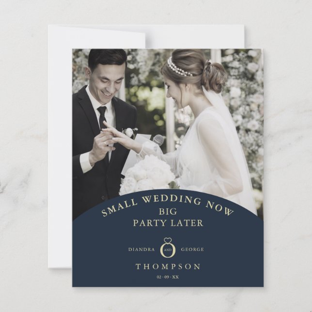 Lámina Budget Elopement Navy Elegant Golden Photo  (Anverso)