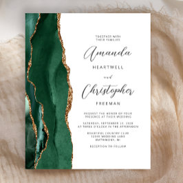 Lámina Budget Emerald Green Agate Wedding Invite