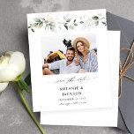 Lámina Budget Eucalyptus Glow Photo Save the Date 2<br><div class="desc">** SATIN PAPER IS PAPER THIN. UPGRADE THE PAPER FOR A THICKER PAPER. HAS AN OPTION FOR ENVELOPES. *** Save money on formal invitations with this smaller invitation that has an option for envelopes. Get your guests ready for the amazing wedding with your Eucalyptus Glow Photo Save the Date Cards....</div>