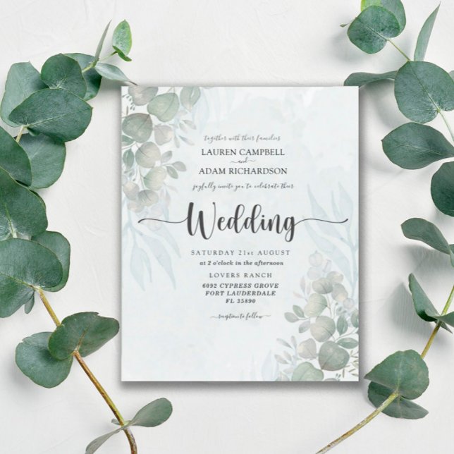 Lámina Budget Eucalyptus Sage Green Wedding Invitation (Subido por el creador)