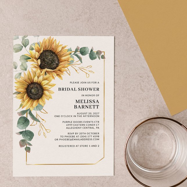 Lámina Budget Eucalyptus Sunflower Bridal Shower Invite (Subido por el creador)