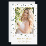 Lámina Budget Fake Golden Snowflake Quinceañera Spanish<br><div class="desc">Cheap Inexpensive Fake Golden Snowflake Quinceañera Spanish Whimsical Typography Photo Metallic Foil Invitation Card with Envelope. This low cost collection is perfect for a Quinceañera celebration on a budget. Please check the sizes and types of papers offered to ensure that the product meets your needs as the sizes and types...</div>
