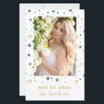 Lámina Budget Fake Golden Snowflake Quinceañera Spanish<br><div class="desc">Cheap Inexpensive Fake Golden Snowflake Quinceañera Spanish Whimsical Typography Photo Metallic Foil Invitation Card with Envelope. This low cost collection is perfect for a Quinceañera celebration on a budget. Please check the sizes and types of papers offered to ensure that the product meets your needs as the sizes and types...</div>