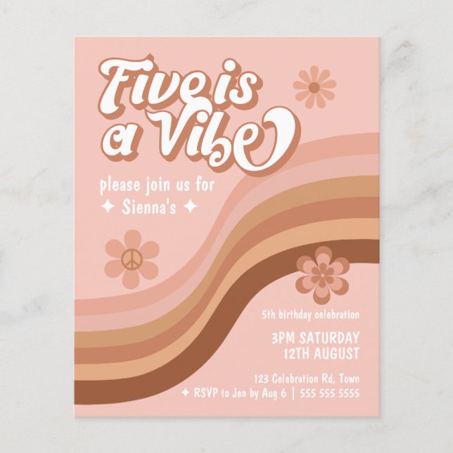 Lámina Budget Five es un cumpleaños de Chica Vibe Retro (Anverso)