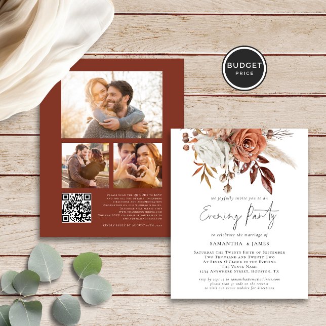 Lámina Budget Florals 3 Fotos Boda Evending Fiesta (Front and back view)
