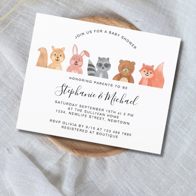 Lámina Budget Forest Animals Couples Baby Shower Invite (Subido por el creador)