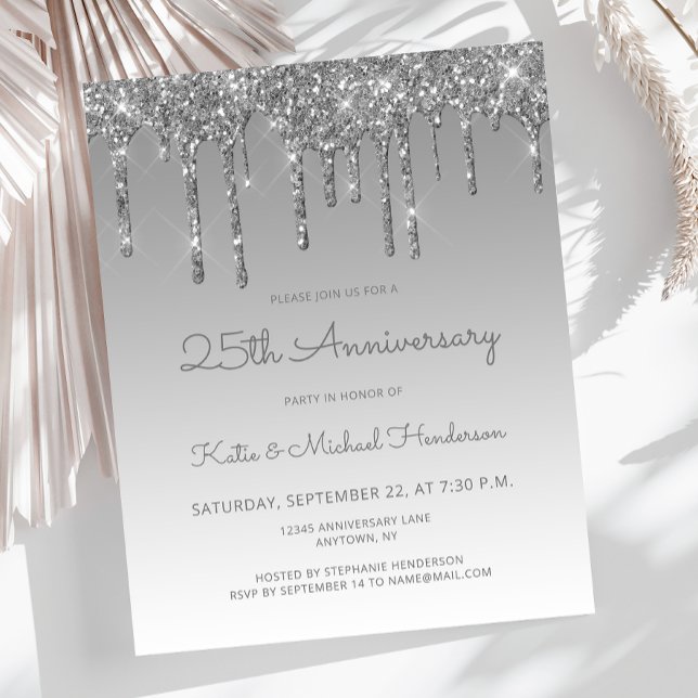Lámina Budget Glitter Silver 25th Anniversary Invitation (Subido por el creador)