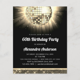 Lámina Budget Gold 60th Birthday Party Disco Ball de los