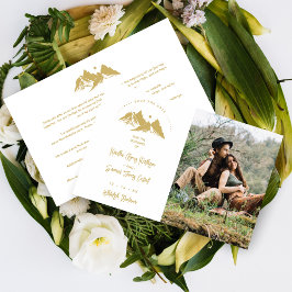 Lámina Budget Gold Effect Boho Rustic Mountains Photo