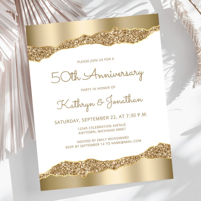 Lámina Budget Gold Foil Glitter 50th Anniversary Invite (Subido por el creador)