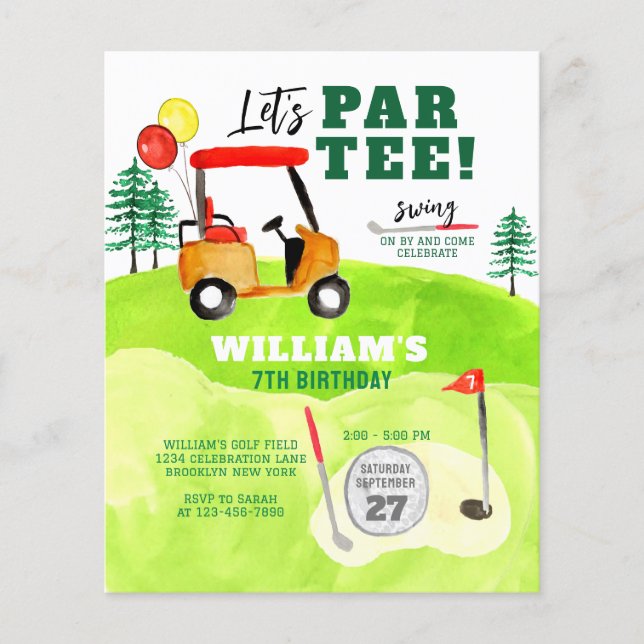 Lámina BUDGET Golf Par-tee Swing By Boy Kids Cumpleaños (Anverso)