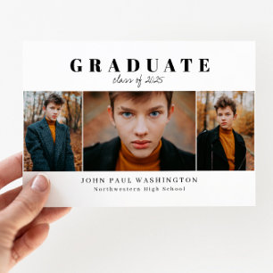 Lámina Budget Graduate 3 Photo Graduation Announcement