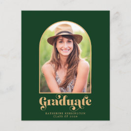 Lámina Budget Green and Gold Arch Photo Graduation Party