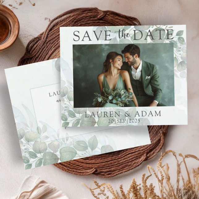 Lámina Budget Green Eucalyptus Wedding Save the Date  (Subido por el creador)