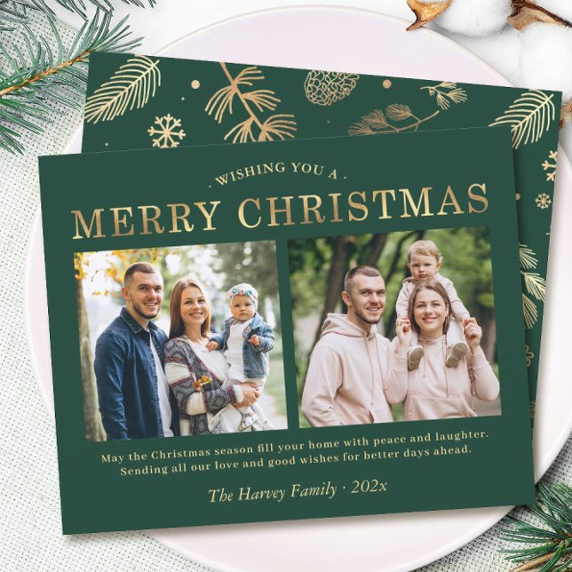 Lámina Budget Green Gold 2 Photo Merry Christmas Cards (Subido por el creador)