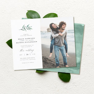 Lámina Budget Green Watercolor Branch Wedding Photo