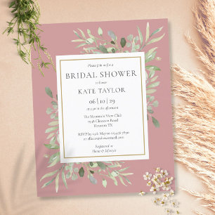 Lámina Budget Greenery Dusty Rose Bridal Shower Invite
